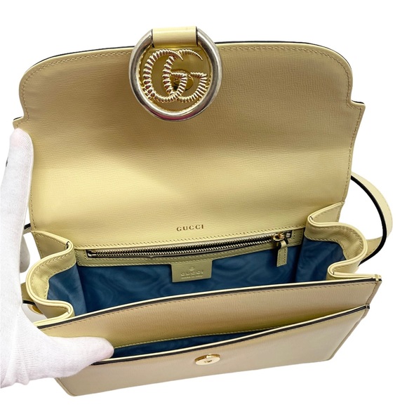 Gucci New GG Azalea Ring Logo Butter Yellow Leather Shoulder Timeless Purse Bag - Picture 4 of 15
